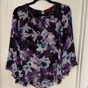 Jennifer Lopez Purple Floral Blouse
